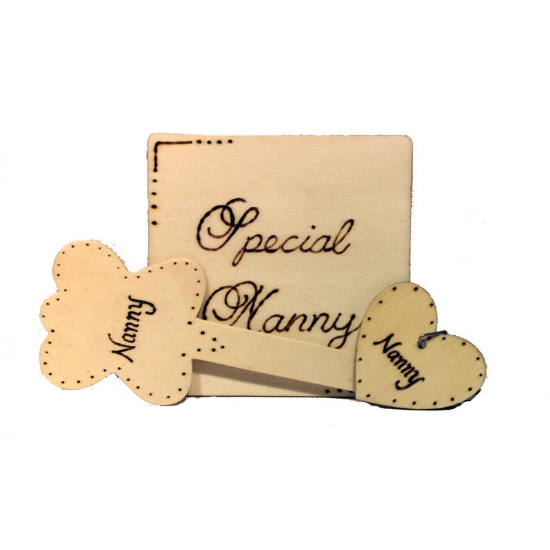 3 Piece Gift Set - Nanny Coaster, Bookmark & Keyring