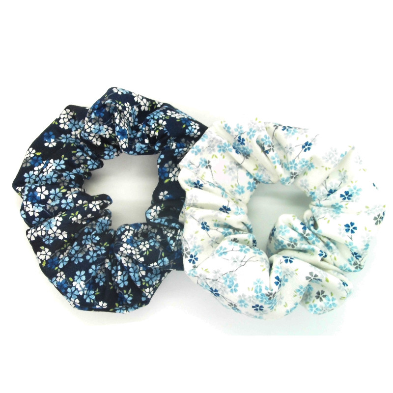 Set of 2 blue floral scrunchies