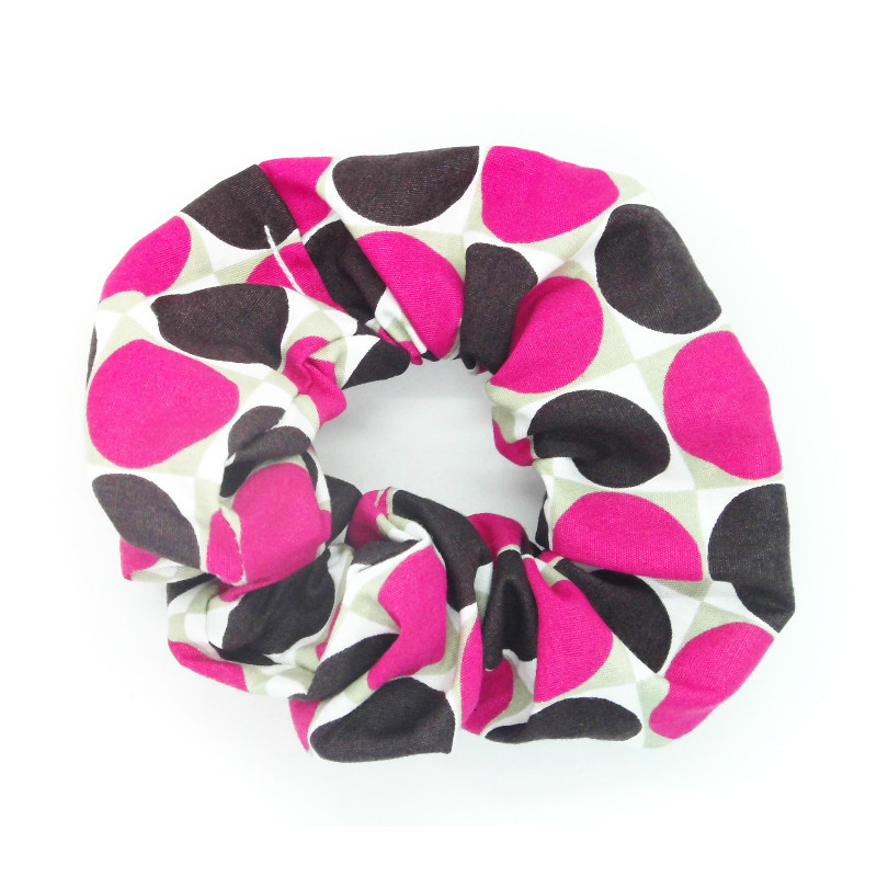 Pink & Black Dot Scrunchie
