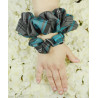 Turquoise and Grey Tartan Scrunchie