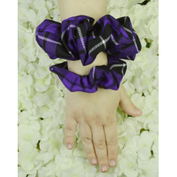 Purple, Black and White Tartan Scrunchie