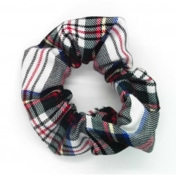 White, Green, Blue, Red and Yellow Tartan Scrunchie