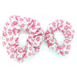 White & Pink Floral Mother and Daughter Matching Scrunchie Set