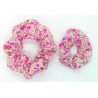 Pink Floral Mother and Daughter Matching Scrunchie Set