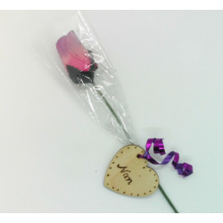 Single Wooden Rose - Pink and Purple - Nan
