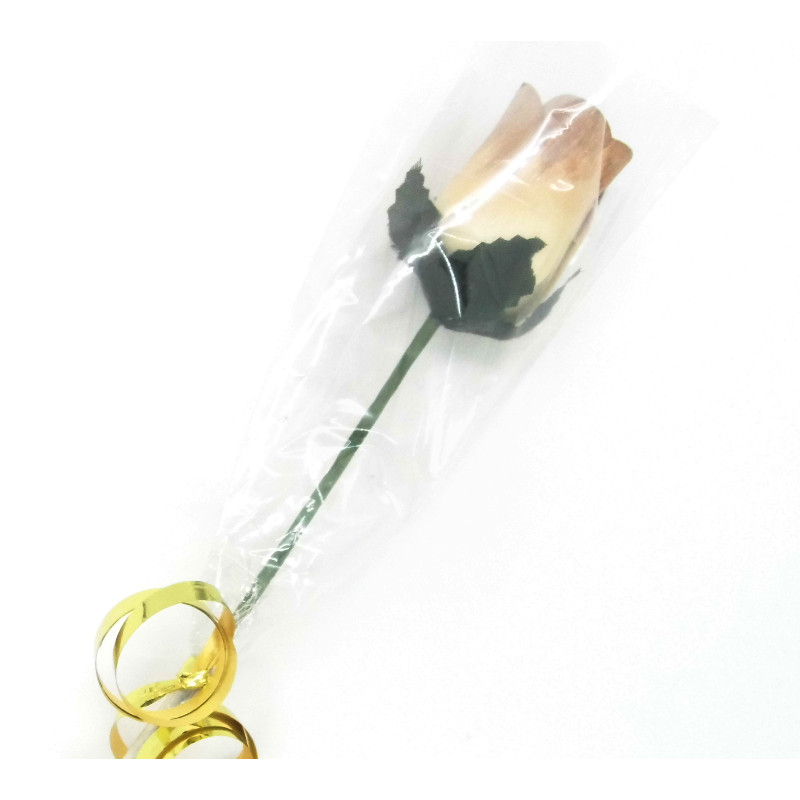 Single Wooden Rose - White and Brown