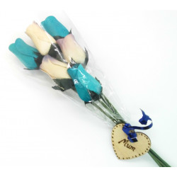 Wooden Rose Bouquet - White and Blue - Mum