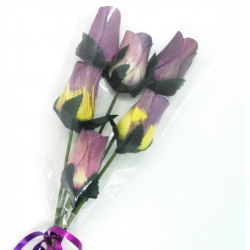 Wooden Rose Bouquet - Purple, Yellow & White