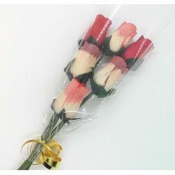 Wooden Rose Bouquet - Terracotta, White/Wine/Red