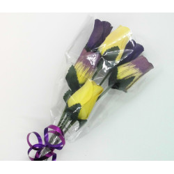 Wooden Rose Bouquet - Purple & Yellow