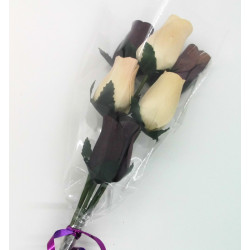 Wooden Rose Bouquet - Dark Purple & White