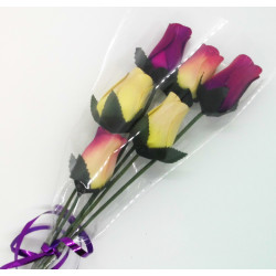 Wooden Rose Bouquet - Purple and Yellow