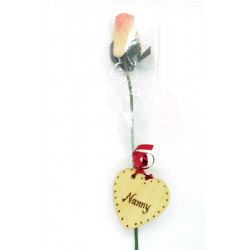 Single Wooden Rose - White and Red - Nanny