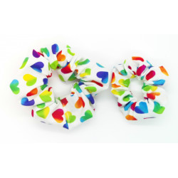 Rainbow Heart Mother and Daughter Matching Scrunchie Set