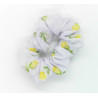 White and Yellow Floral Mini Scrunchie