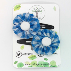 Turquoise Gingham Hair Clips