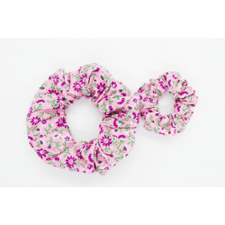 Pink Floral Mother and Daughter Matching Scrunchie Set