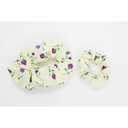 Cream Floral Mother And Daughter Matching Scrunchie Set