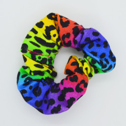 Rainbow Leopard Print Mini Scrunchie