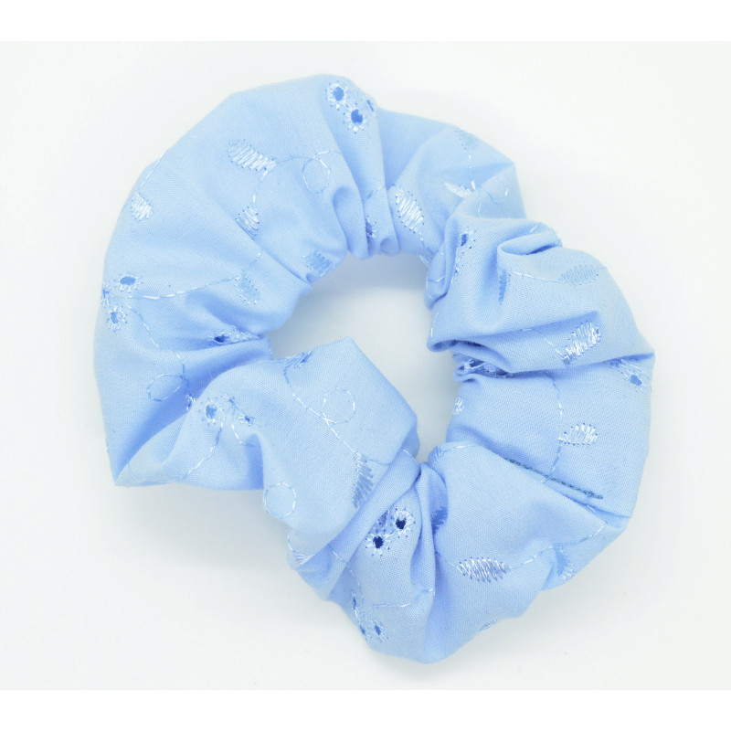 Blue Broderie Anglaise Scrunchie