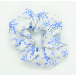 Christmas White & Blue Snowflake Scrunchie