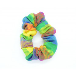 Rainbow Tartan Mini Scrunchie