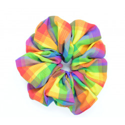 Rainbow Tartan Mega Scrunchie