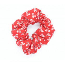 Red Ditsy Skull & Crossbones Mini Scrunchie