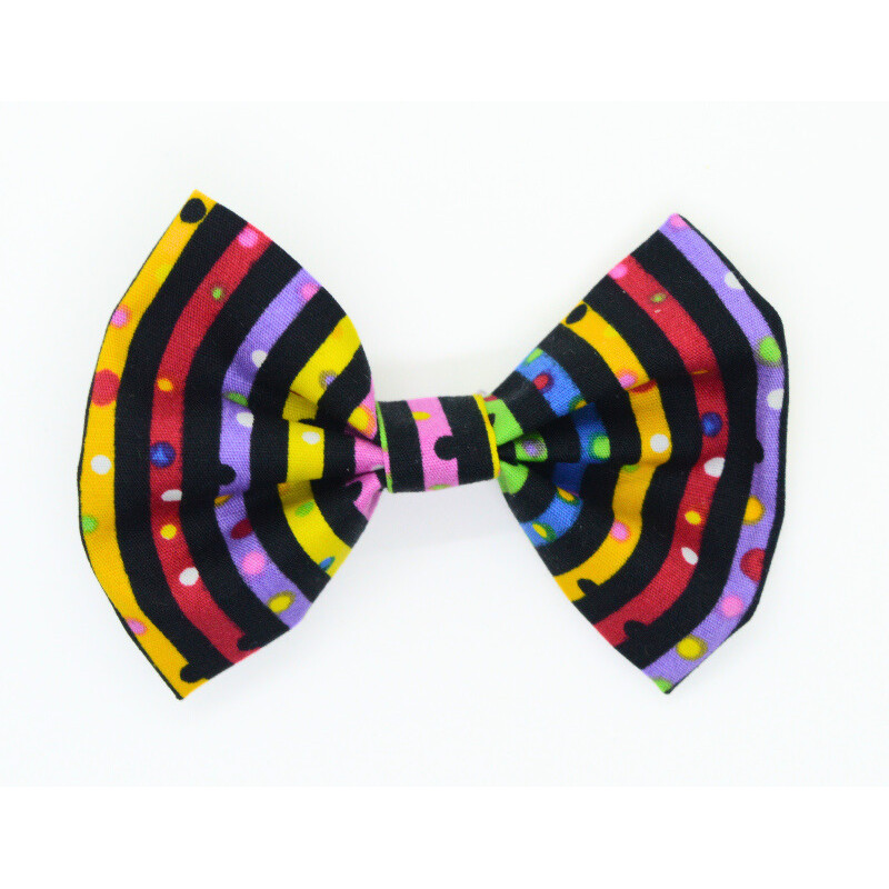 Black Rainbow Stripe Hair Bow