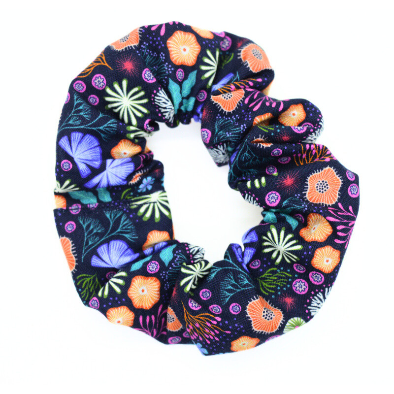 Glow in the Dark Navy Coral Scrunchie