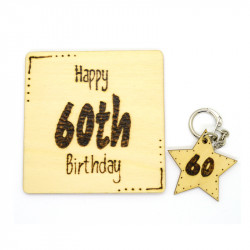 2 Piece Gift Set - 60th Birthday Coaster & Keyring