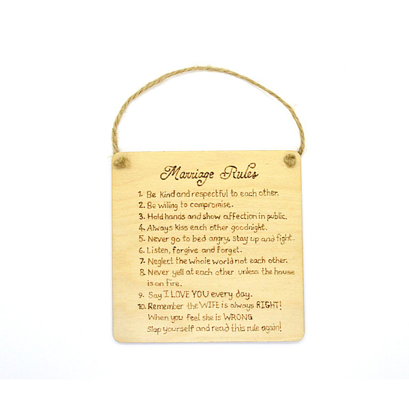 Marriage Rules Plaque