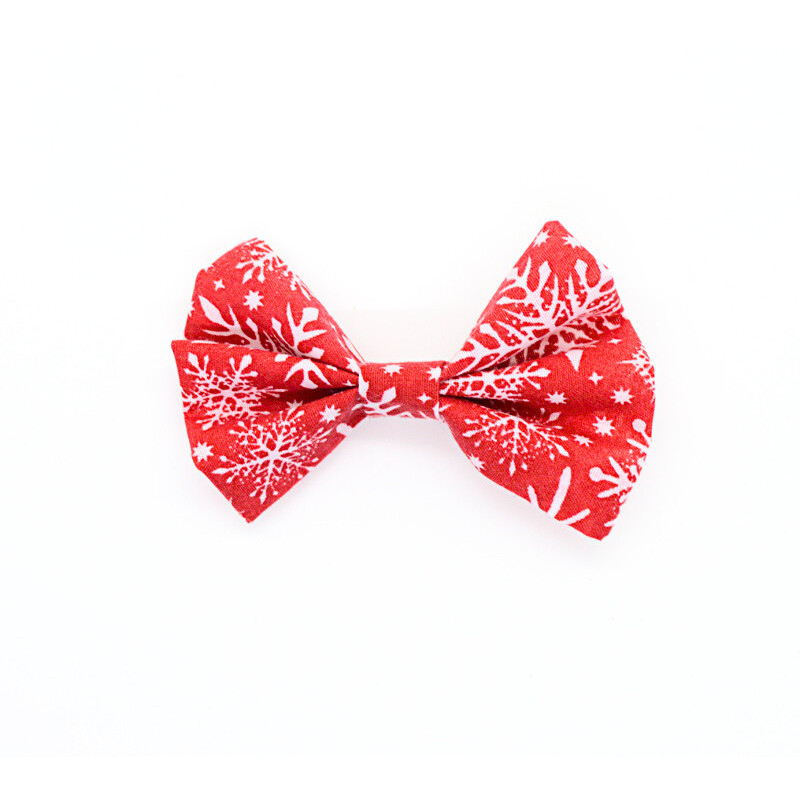 Christmas Red & White Snowflake Hair Bow