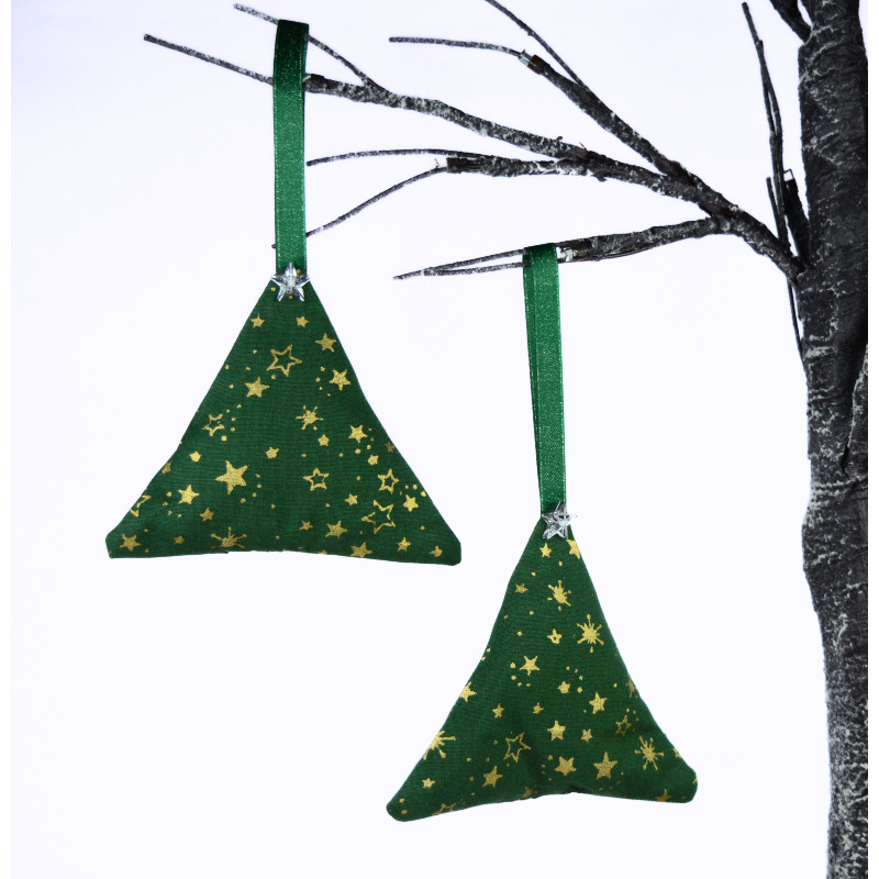 Christmas Scented Tree Decorations - Green & Gold Mini Stars