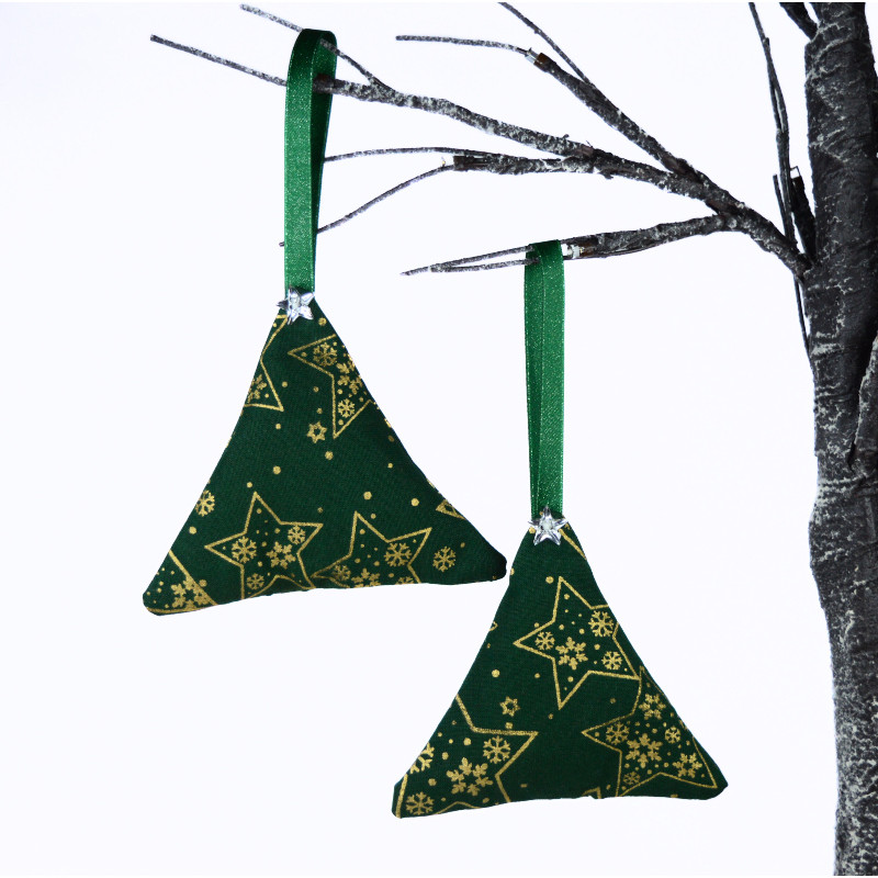 Christmas Scented Tree Decorations - Green & Gold Large Star