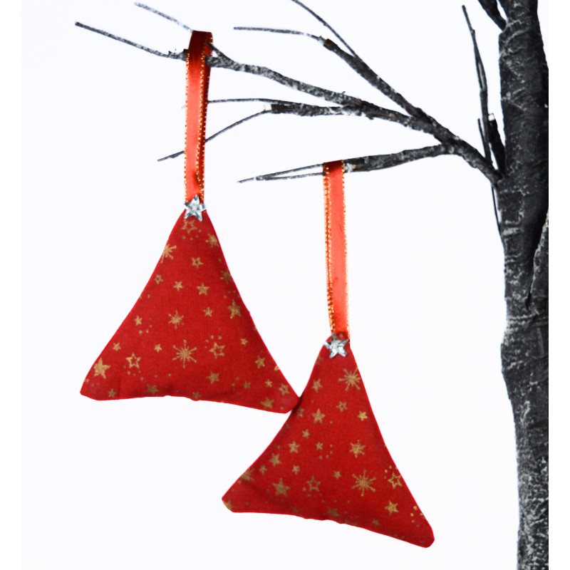 Christmas Scented Tree Decorations - Red & Gold Mini Stars