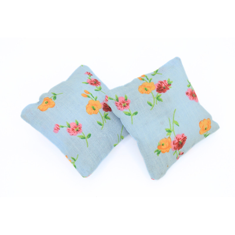 Set of 2 Lavender Pillows - Blue, Orange & Pink Floral