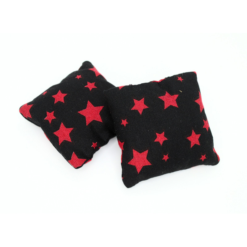 Set of 2 Lavender Pillows - Black & Red Star