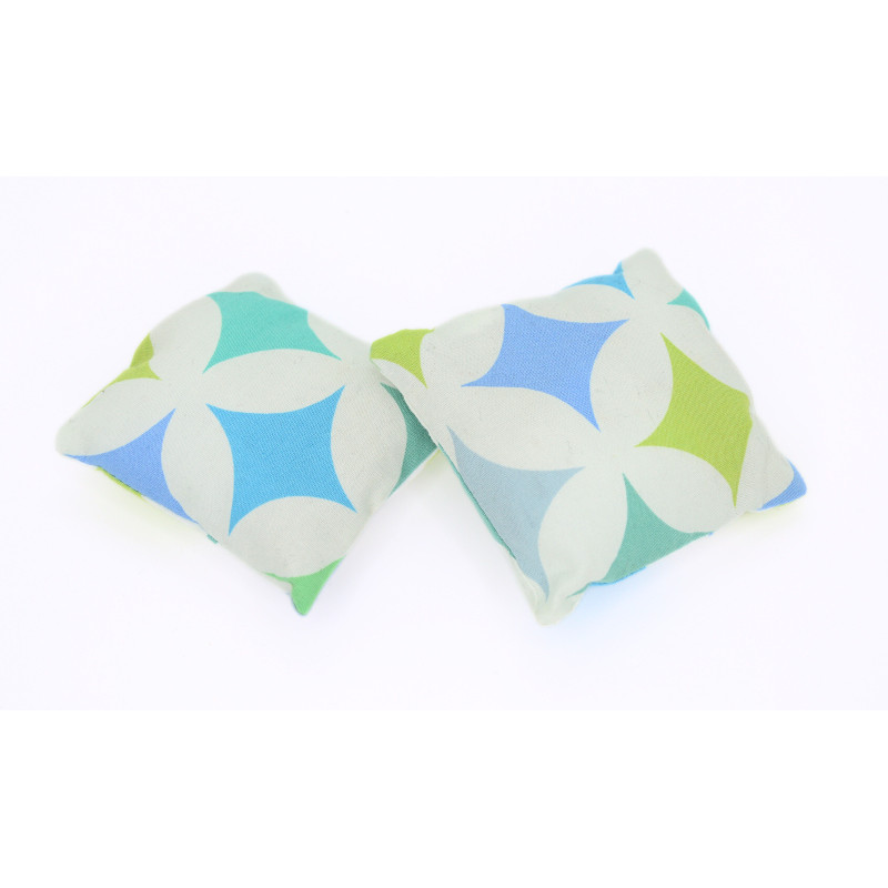 Set of 2 Mini Lavender Pillows - Blue & Green Geometric