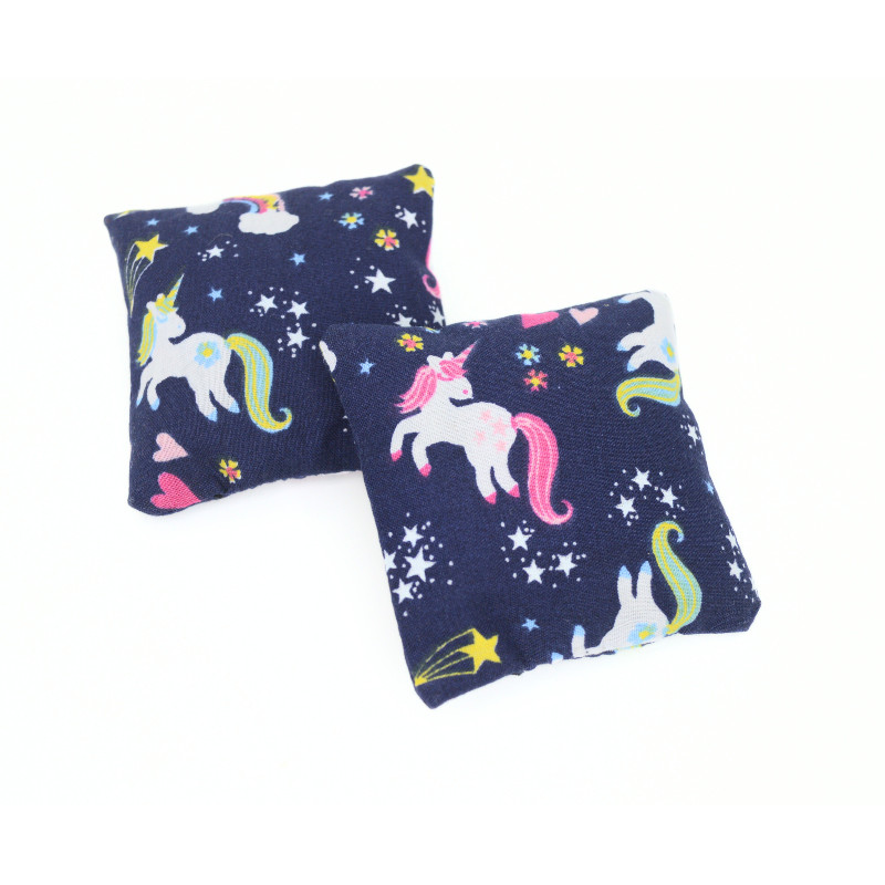 Set of 2 Mini Lavender Pillows - Blue Unicorn