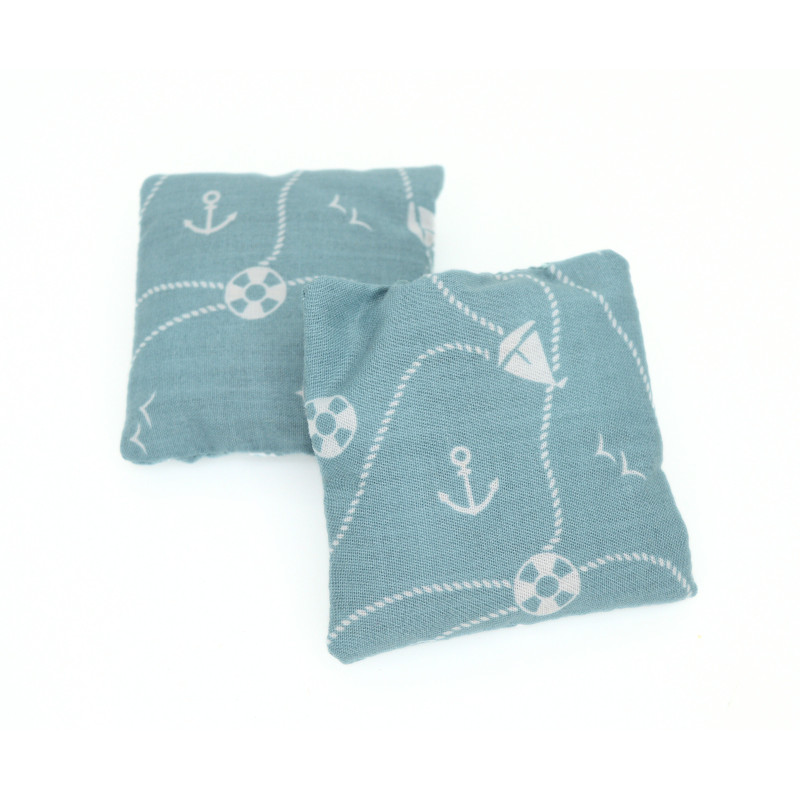 Set of 2 Mini Lavender Pillows - Duck Egg Nautical