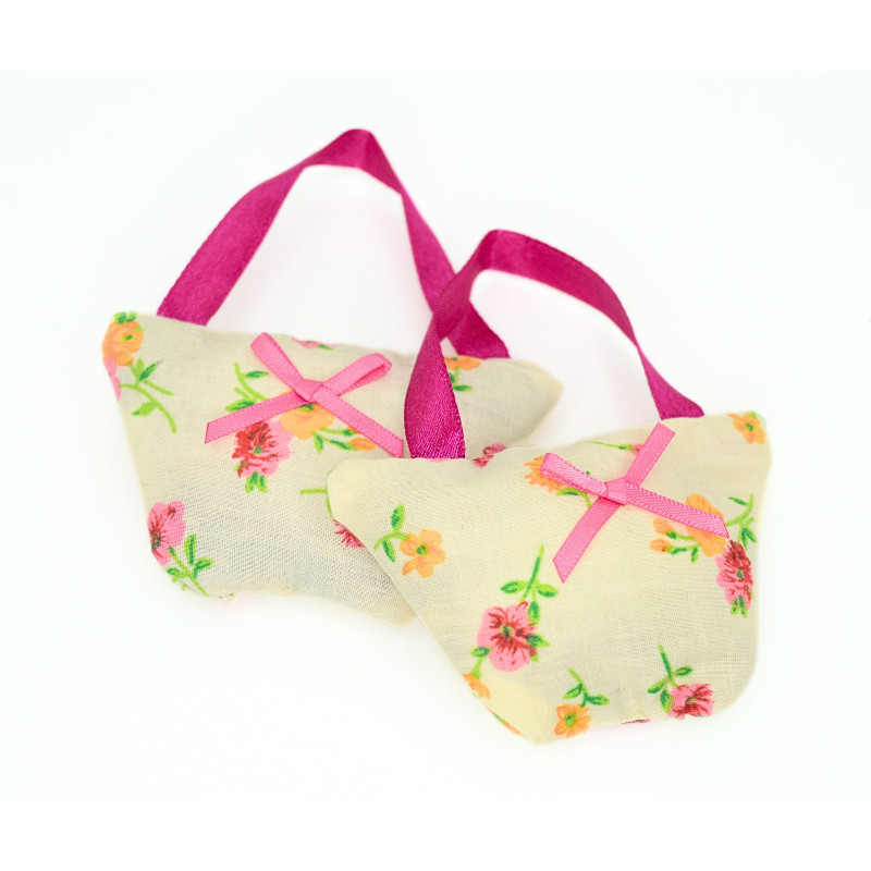 Set of 2 Mini Lavender Handbags - Peach, Orange & Cerise Floral