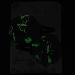 Glow in the Dark - Grey Butterfly Hair Clips