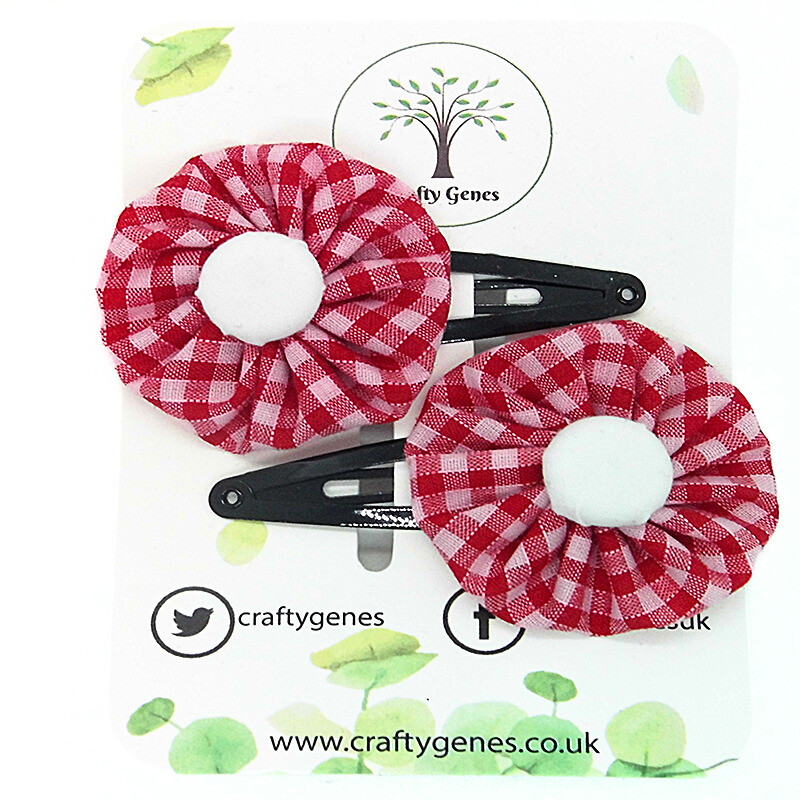 Red Gingham Hair Clips
