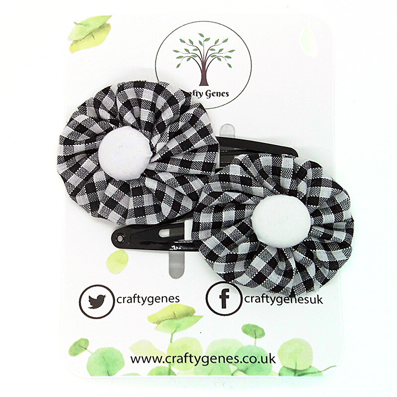 Black Gingham Hair Clips