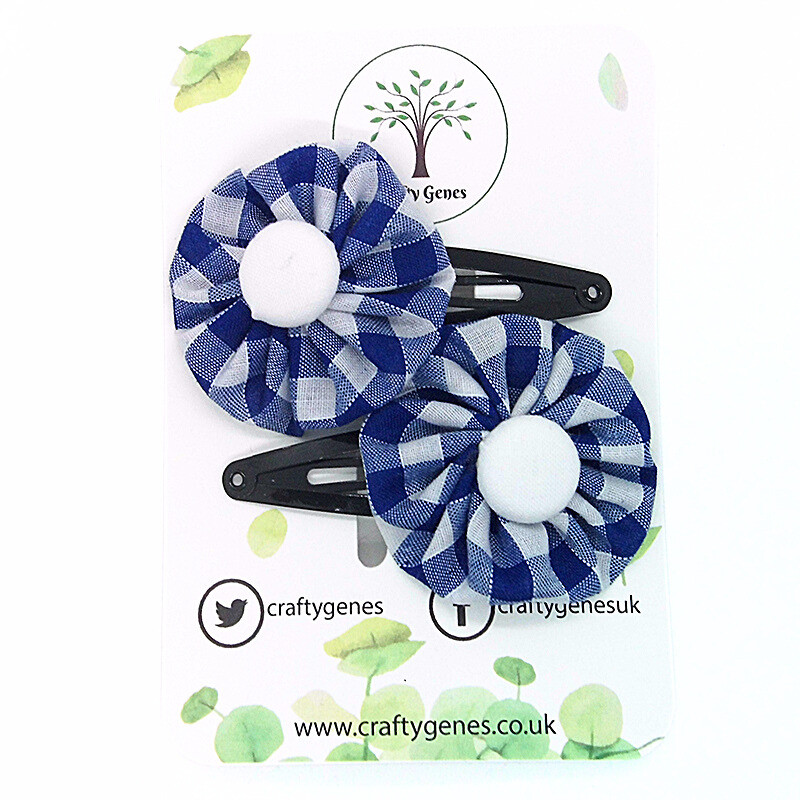 Royal Blue Gingham Hair Clips
