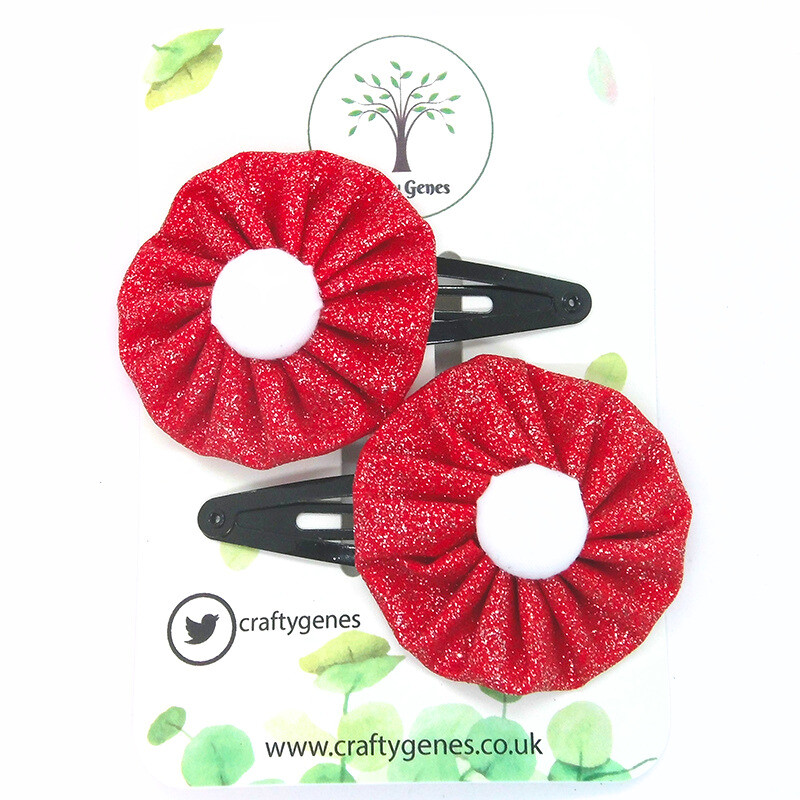 Red Glitter Hair Clips