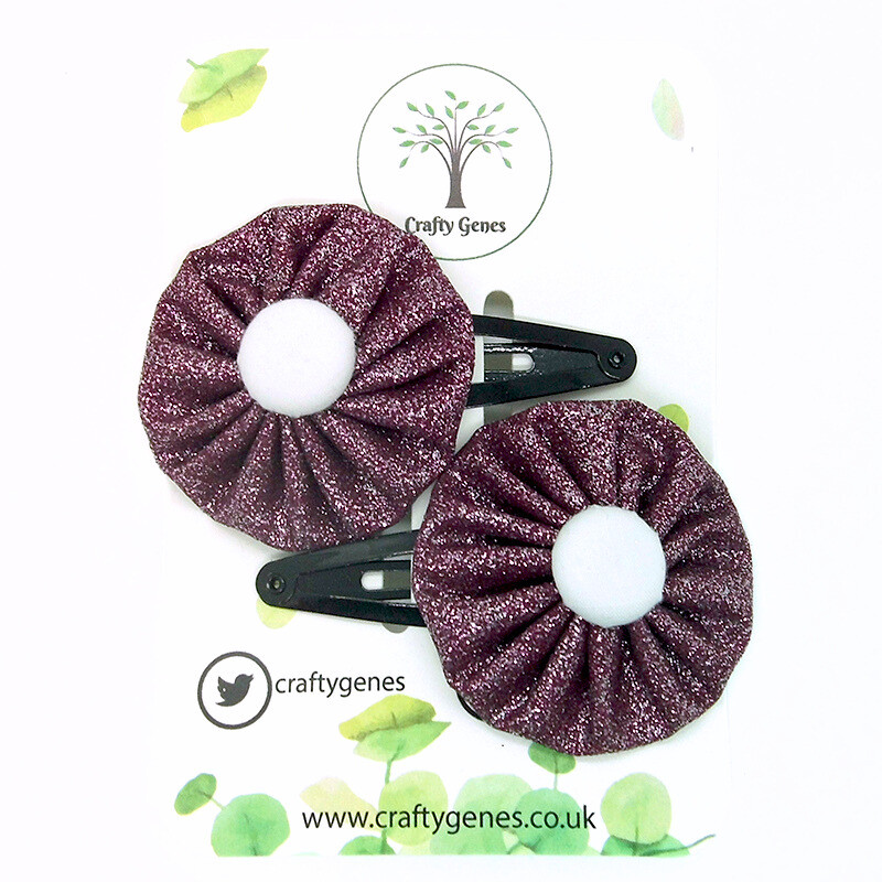 Dusky Pink Glitter Hair Clips
