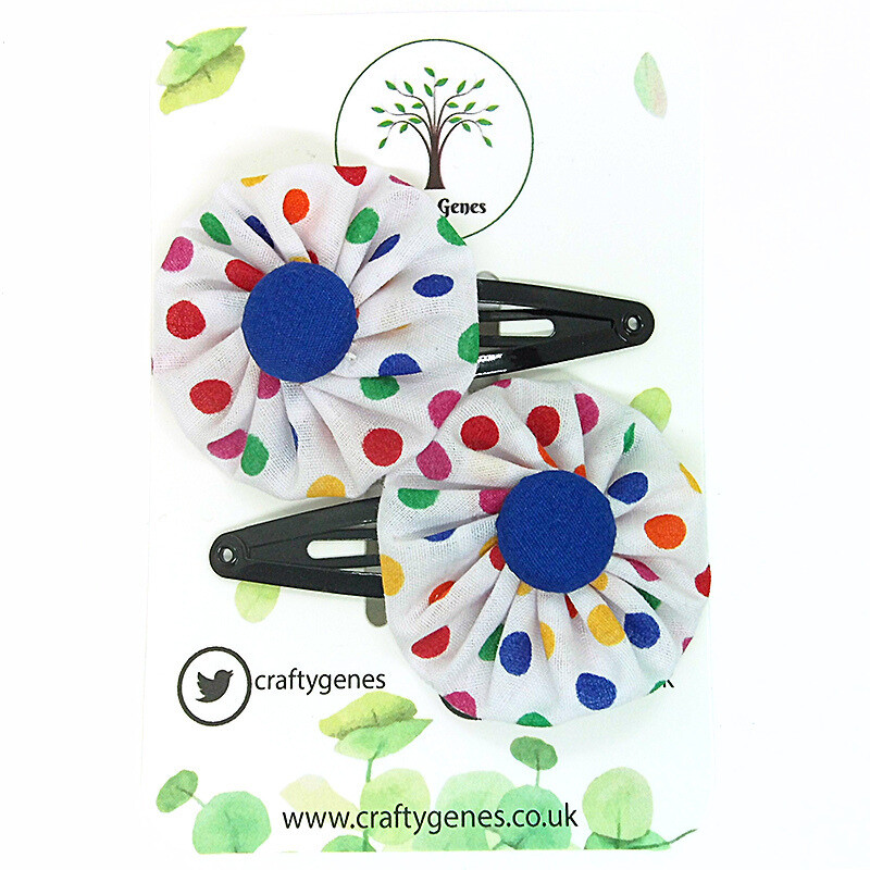 Dark Rainbow Dot Hair Clips