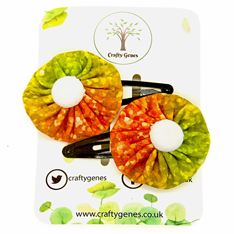 Orange, Green, Yellow Pixel Hair Clips